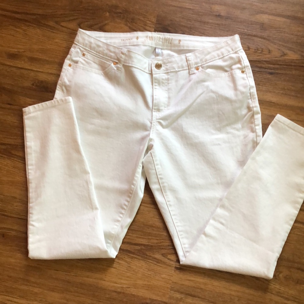 Jennifer Lopez white skinny jeans size 12